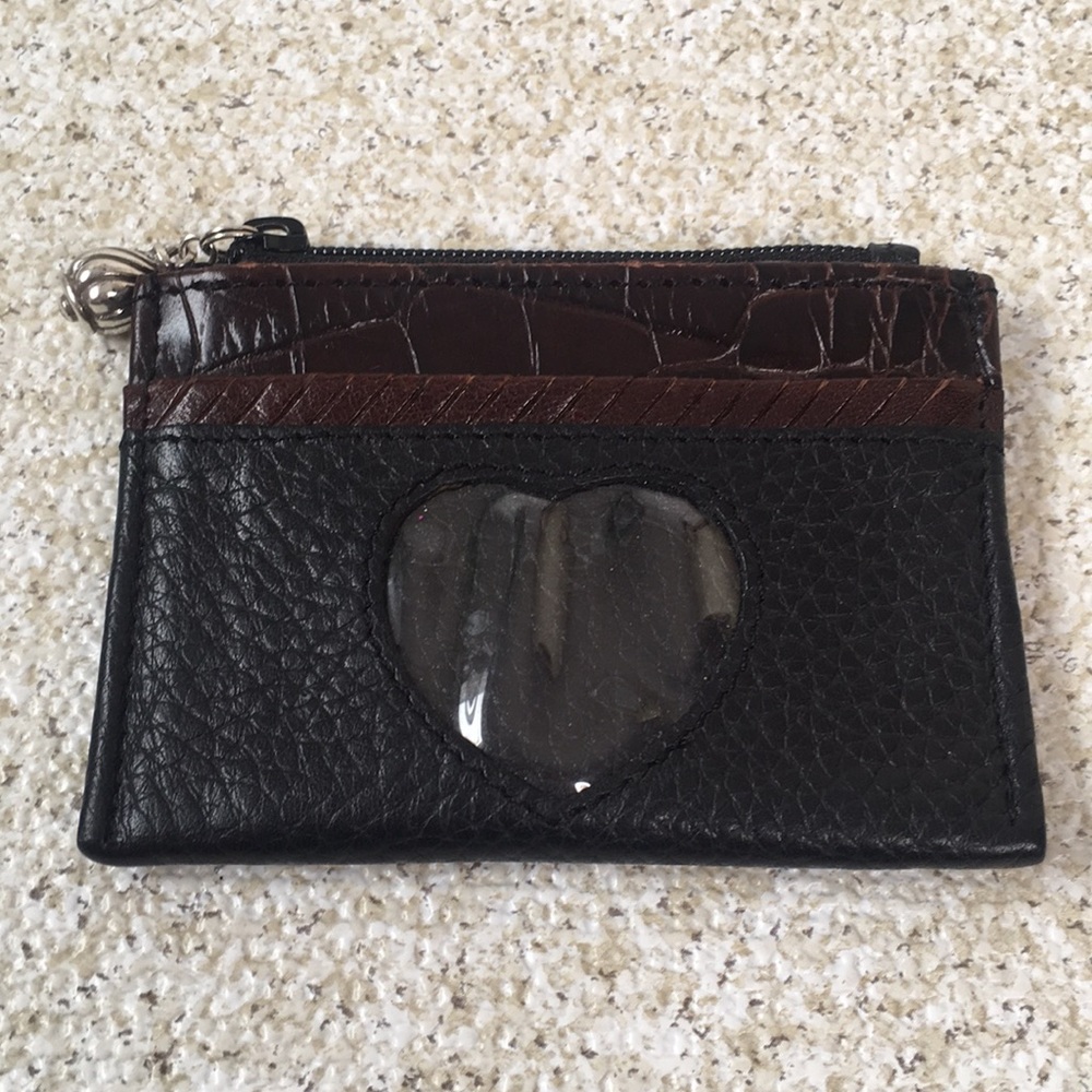 Brighton Black Brown Leather Heart Wallet Coin Purse